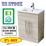 24 Inch Modern Bathroom Vanity With Ceramic Vessel Sink Storage Cabinet