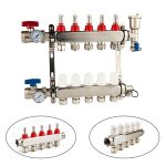 5 Branch Radiant Floor Heating Manifold Set 304 Stainless Steel Fit For 1 2 Pex
