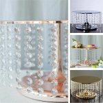 7.5 Tall Metal Cake Stand Crystal Pendants Wedding Party Home Decorations Sale