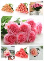 45cm Pink Artificial Rose Silk Flowers Flower Floral Fake Valentines Wedding Var