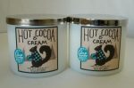 2 Bath Body Works Hot Cocoa Cream W Essential Oils 14.5 Oz 3 Wick Candle Camp