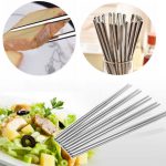 1 5 10 Pair Reusable Long Chopsticks Metal Chinese Stainless Steel Chopsticks