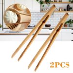 2pcs Wooden Toast Tongs Toaster Bacon Cooking Bbq Food Bread Tong Kitchen Tool