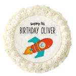 1 X Personalised 7.5 Rocket Birthday Party Rice Paper Edible Cake Topper