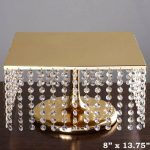 14 Square Metal Cake Stand With Crystal Pendants Wedding Birthday Wholesale