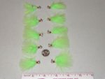 10 Non Lead Hand Tied Marabou Jigs Trout Steelhead Crappie 1 32 Green Chartreuse