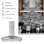 30 Wall Mount Range Hood Stainless Steel Top Vent Filter Touch Control 500 Cfm