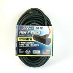 50 12 Gauge Black Extension Cord W Triple Outlet Made In Usa