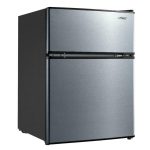 3.2 Cu Ft Mini Fridge Freezer 2 Door Compact Refrigerator Stainless Steel Dorm