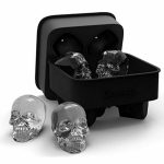 3d Black Flexible Skull Shape Ice Cube Tray Mold Silicone Whiskey Ice Ball Maker