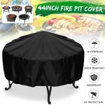 44 Black Round Fire Pit Cover Waterproof Uv Protector Polyester Grill Bbq Cover