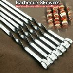 5pc Bbq Skewers Flat Metal Stainless Steel Sticks Roast Kebab Barbecue Grilling