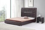 4005 Gorgeous Modern Cal Eastern King Size Dark Brown Pu Leather Bed