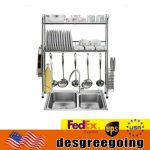 1 2 Layer Stainless Steel Kitchen Over Sink Dish Rack Drainer Drying Rack Shelf