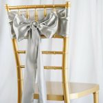 10 Silver Satin Chair Sashes Ties Bows Wedding Ceremony Reception Light Gray