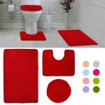 3pcs Soft Bathroom Set Bath Mat Contour Rug Toilet Lid Cover Absorbent Anti Slip