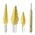 20x Hss Step Drill Bits And Automatic Center Punch 4 Pcs