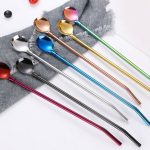 1 Pc 10.47inch Drinking Straw Spoon Tea Coffee Stainless Steel Kitchen Accessory
