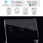 3 Gang Black Smart Wifi Touch Light Wall Switch Panel For Amazon Alexa Google