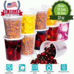 32oz Heavy Duty Deli Plastic Food Storage Containers With Airtight Lids