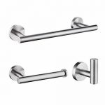 3 Pieces Set Brushed Nickel Bathroom Hardware Sus304 Stainless Steel Round Wall
