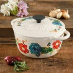 3 Quart Enameled Cast Iron Dutch Oven With Lid Floral Kitchen Cooking Cookware