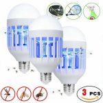 3 Pack Mosquitoes Killer Fly Bug Zapper Outdoor Indoor 15w Led Light Bulb Lamp