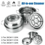 2 Tier Stainless Steel Steamer Cooker Pot Set Pan Cook Food Kitchen Cookware