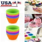 12 24 Pcs Silicone Cake Muffin Chocolate Cupcake Liner Baking Cup Cookie Mold Us