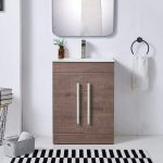 24 Bathroom Vanity W Ceramic Sink Vessel Sink Cabinet Brown 2 Doors