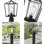 Emliviar Outdoor Light Post Lantern 1 Light Exterior Post Light In Black Finish