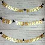 Personalised Ramadan Mubarak Kareem Eid Mubarak Bunting Banners Decorations Gold