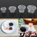 Home Kitchen Clear Plastic Chutney Cups With Lids Sauce Pots Deli Pots Desserts