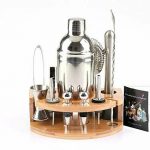 Cocktail Shaker Set Bartender Kitbar Set With Bamboo Stand 12 Piece