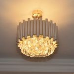 Gold Chandelier Crystal Light Ceiling Fixture Curtain Pendant Led Lamp Home 30cm