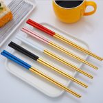 Luxury Reusable Chopsticks Stainless Steel Chop Sticks Tableware Durable 1 Pair