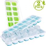 2 Pack Ice Cube Trays Silicone Mold With Lid Easy Pop Out Bpa Free