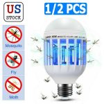 1 2pcs Electric Mosquito Killer Lamp Fly Insect Bug Zapper Led Light Bulb Indoor