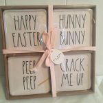 Mib Rae Dunn Set Of 4 Ceramic Ll Font Easter Coasters Trivets Signs  ¥  
