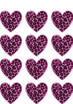Leopard Pink Hearts Heart Edible Cup Cake Topper Premium Wafer Birthday Party