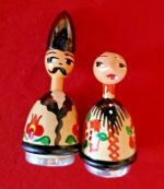 Antique Vintage Hungarian Hand Painted Wood Wine Bottle Stopper Corks Ships Free