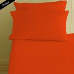 1 Pc Fitted Sheet 1000 Count Egyptian Cotton Orange Solid Queen Size 15 Pocket