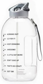 Motivational Large Sport Water Bottle Jug 1 Gallon For Gym With Time Marker Lid