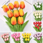 Artificial Tulip Fake Flowers Bouquet Real Touch Wedding Party Home Room Decors