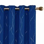 Deconovo Thermal Insulated Blackout Curtains Wave Line With Dots Foil Printed