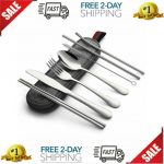 Portable Utensils Travel Cutlery Set 8 Piece Knife Fork Spoon Chopsticks