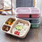 Portable 3 Compartments Lunch Box Food Container Storage Boxes Microwave Healthy