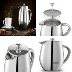 Quiseen Double Wall Stainless Steel French Press Coffee Maker 1 Liter 34 Oz 8 4o
