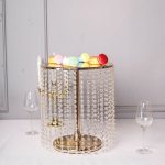 Gold 16 Tall Metal Cake Stand With Crystal Pendants Party Wedding Decorations