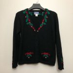 Pendleton Petite 100% Virgin Wool Christmas Holiday Black Sweater Size M